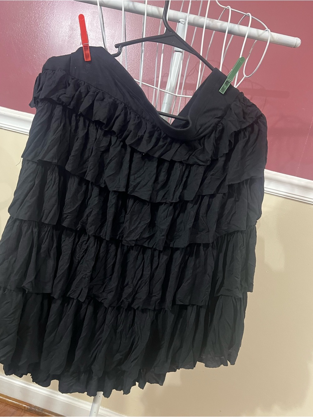 Avenue Black Tiered Ruffle Skater Skirt
